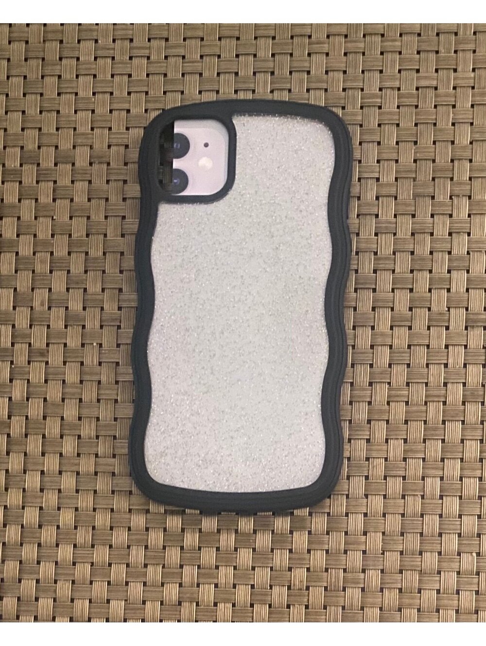 Onn Wavy Grip Case for iPhone 11/ iPhone 11 XR Black/ Gold Glitter